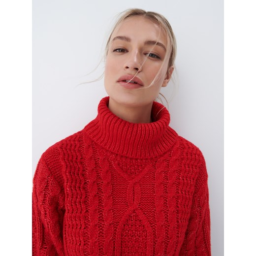 Mohito - Sweter z ozdobnym splotem - Czerwony Mohito XS Mohito