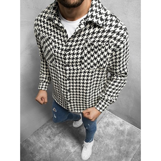 KOSZULA MĘSKA OVERSIZE W KRATĘ CZARNO-BIAŁA OZONEE MACH/G809Z Ozonee S promocja ozonee.pl