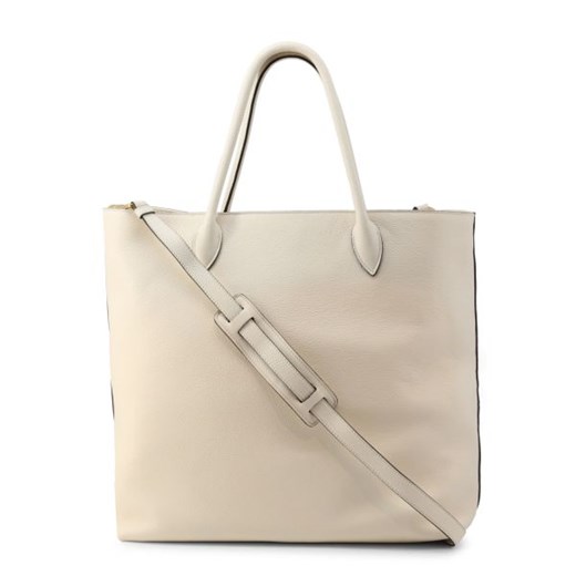 Shopper bag Prada beżowa na ramię duża skórzana