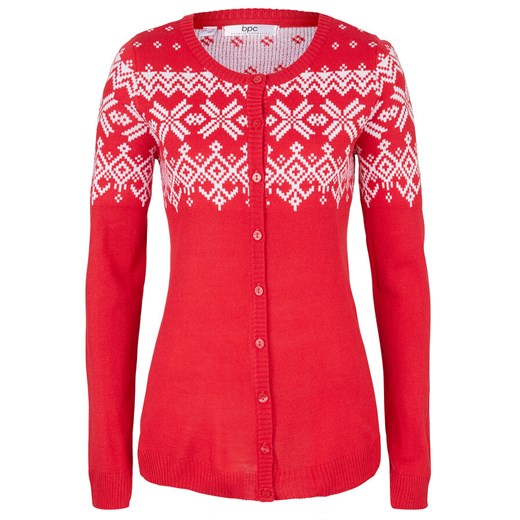Sweter rozpinany z szerokimi rękawami, w norweski wzór | bonprix 44/46 bonprix