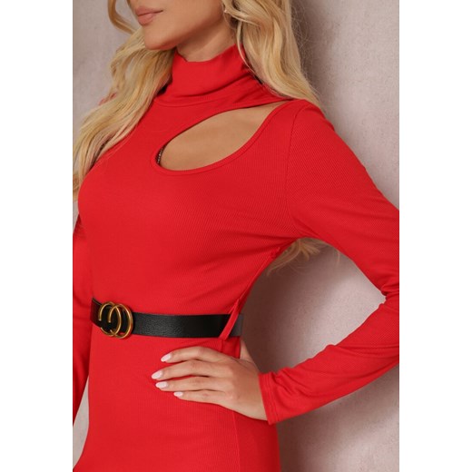 Sukienka Renee z długim rękawem casual z golfem midi