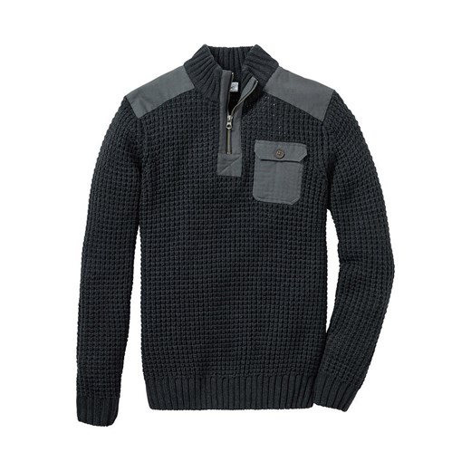 Sweter ze stójką i wstawkami z tkaniny | bonprix 56/58 (XL) bonprix
