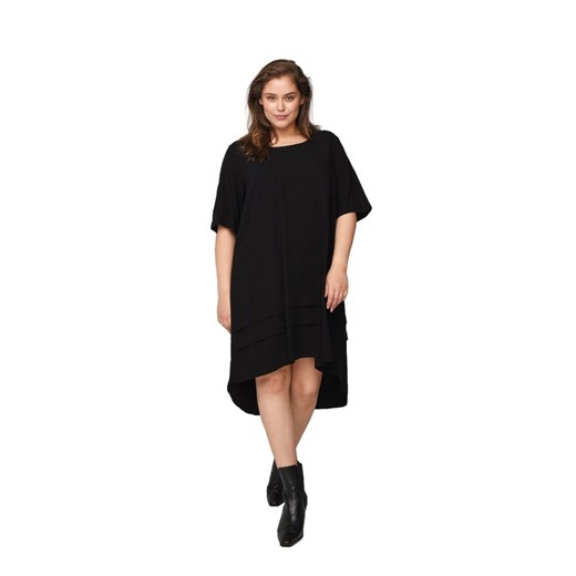Sukienka Zizzi mini z krótkimi rękawami czarna na spotkanie biznesowe z wiskozy 