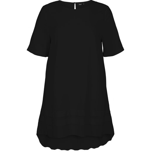Zizzi sukienka czarna mini z krótkimi rękawami z okrągłym dekoltem z wiskozy na spotkanie biznesowe 
