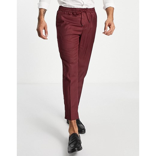 New Look – Bordowe spodnie w prążki-Czerwony New Look S Asos Poland