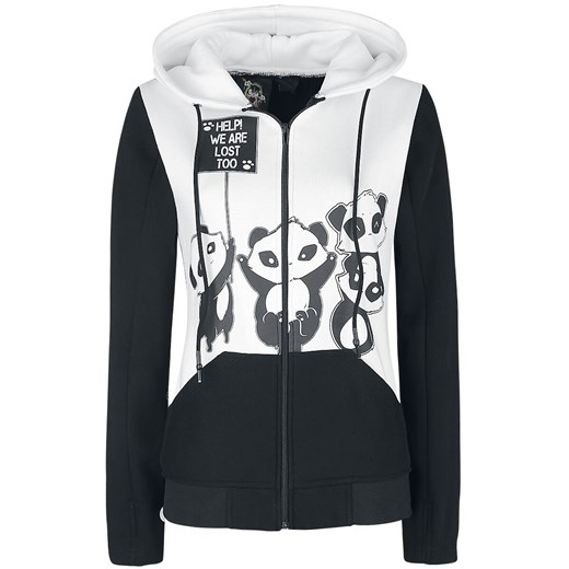 Killer Panda - KP Lost Hood - Bluza z kapturem rozpinana - czarny biały S EMP