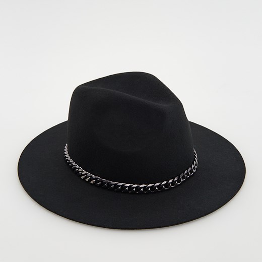 Reserved - Wełniany kapelusz fedora z łańcuchem - Czarny Reserved S Reserved