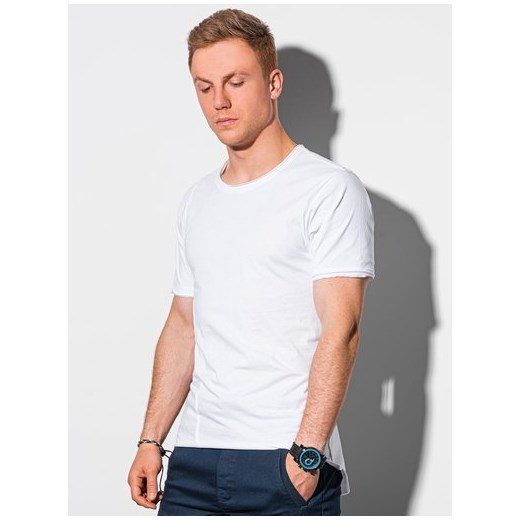 T-shirt męski bawełniany S1378 - biały XXL wyprzedaż ombre