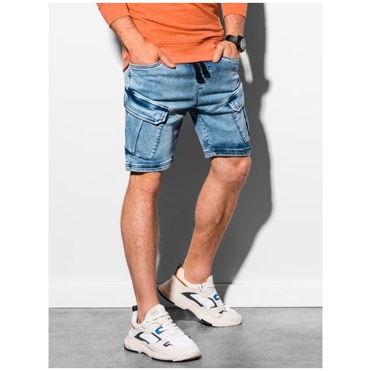 Krótkie spodenki męskie jeansowe W220 - jasny jeans L okazja ombre