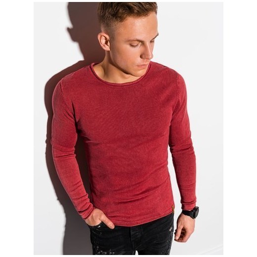 Sweter męski bawełniany E180 - czerwony XL ombre