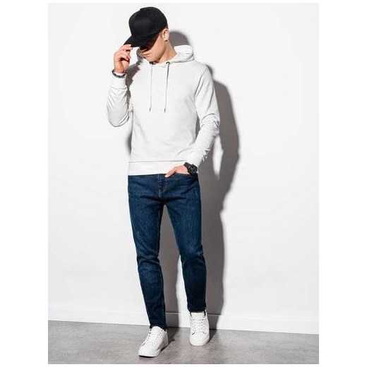 Bluza męska z kapturem z nadrukiem B1216 - biała XXL wyprzedaż ombre