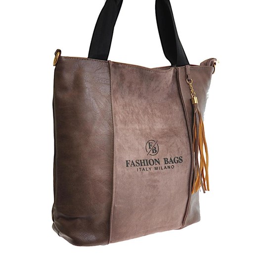 Shopper bag Pantofelek24 na ramię wakacyjna duża skórzana
