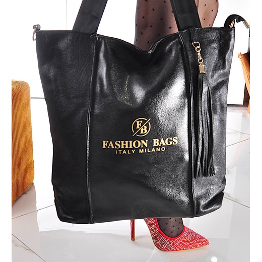 Shopper bag Pantofelek24 czarna duża na ramię elegancka 