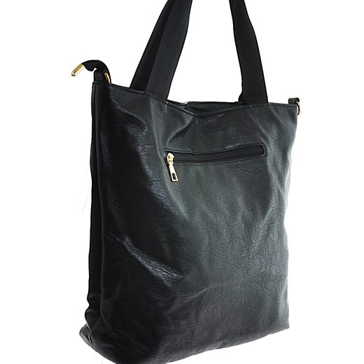 Shopper bag czarna Pantofelek24 elegancka na ramię duża lakierowana 
