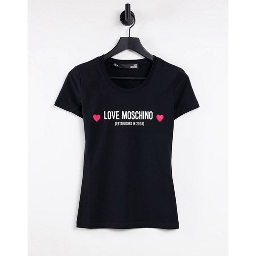 Love Moschino – Core – Czarny T-shirt z logo na środku-Black Love Moschino 44 wyprzedaż Asos Poland