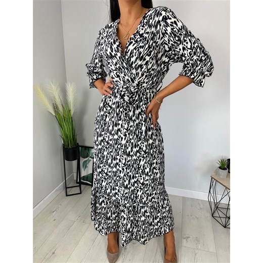Sukienka Maxi w Czarny Wzór 6537-87-B Modnakiecka.pl 42 wyprzedaż ModnaKiecka.pl