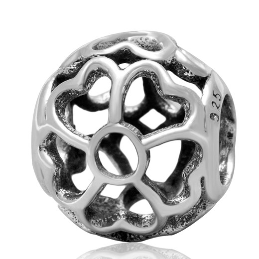 D509 Serce kwiaty charms koralik beads srebro 925 Silverbeads.pl SilverBeads