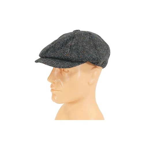Kaszkiet Popielaty w Jodełkę Jesienno-Zimowy, z Dodatkiem Wełny, z Gumką -Pako Pako Jeans JegoSzafa.pl