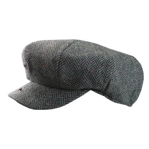 Kaszkiet Popielaty w Jodełkę Jesienno-Zimowy, z Dodatkiem Wełny, z Gumką -Pako Pako Jeans JegoSzafa.pl