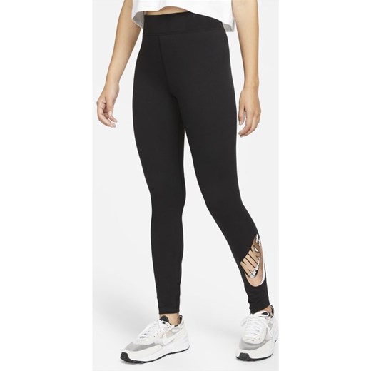 Damskie legginsy z nadrukiem i wysokim stanem Nike Sportswear Essential - Czerń Nike M Nike poland
