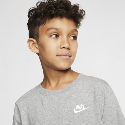 T-shirt chłopięce szary Nike bawełniany 
