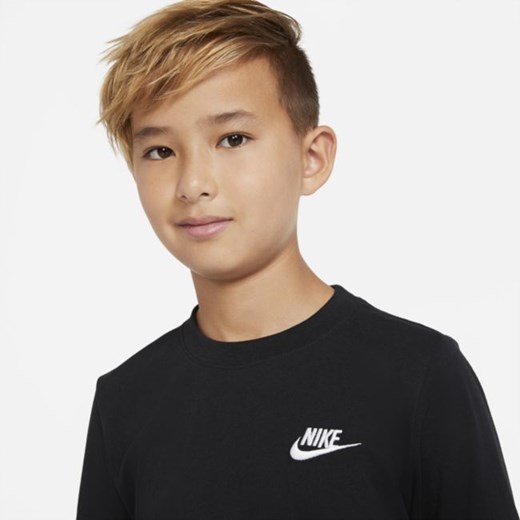 Czarny t-shirt chłopięce Nike z długim rękawem 