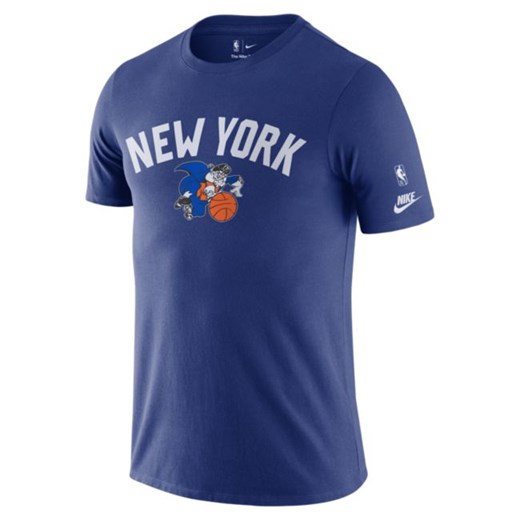 Męski T-shirt z logo New York Knicks Essential Year Zero Nike NBA - Niebieski Nike 2XL Nike poland