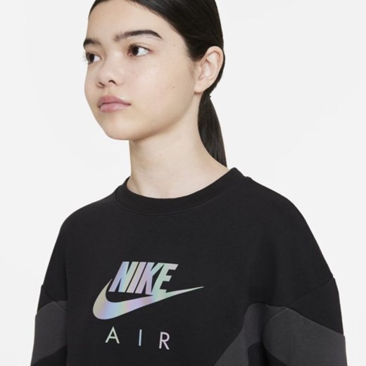 Bluza dresowa z dzianiny dla dużych dzieci (dziewcząt) Nike Air - Czerń Nike L okazyjna cena Nike poland