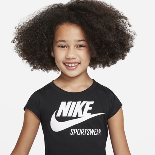 Bluzka dziewczęca czarna Nike z napisami 