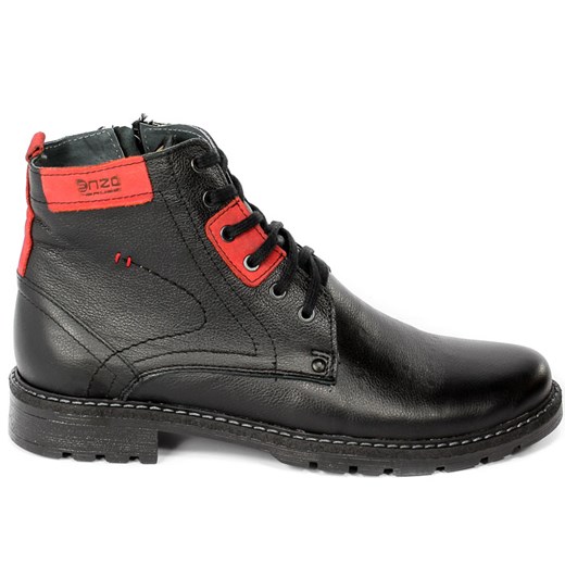 Buty zimowe męskie ENZO PERUZZI czarne casual na zimę wiązane 