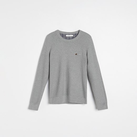 Reserved - Bawełniany sweter z imitacją kieszeni - Jasny szary Reserved 146 Reserved
