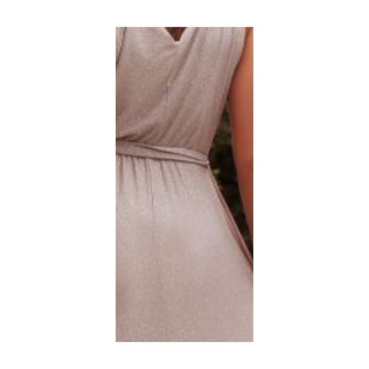 Beżowa brokatowa rozkloszowana sukienka maxi MONIKA Oscar Fashion 46 Oscar Fashion