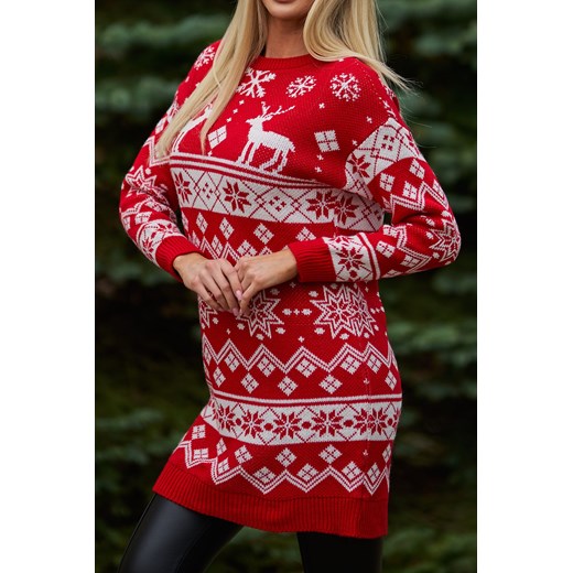 Świąteczna Sukienka Sweter Snow Nmoda Uniwersalny NMODA okazja