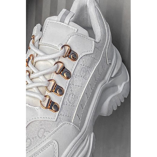 Buty sportowe damskie IVET białe sznurowane na płaskiej podeszwie 