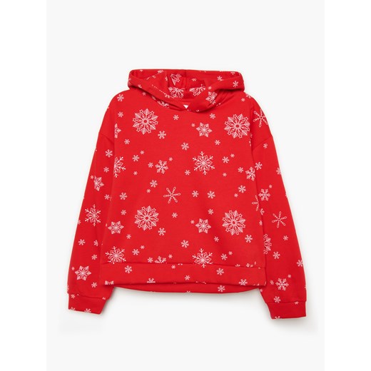 Cropp - Świąteczna bluza z kapturem - Czerwony Cropp L Cropp