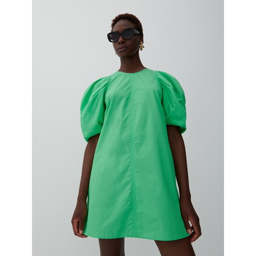 Reserved - Bawełniana sukienka mini - Zielony Reserved S wyprzedaż Reserved