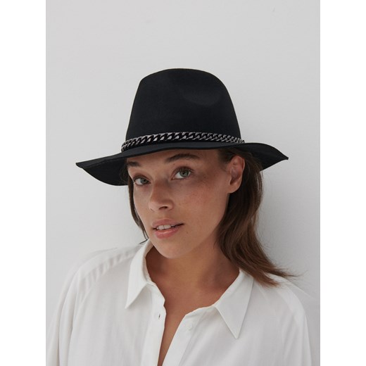 Reserved - Wełniany kapelusz fedora z łańcuchem - Czarny Reserved M Reserved