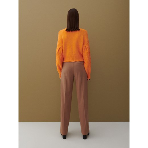 Reserved - Eleganckie spodnie z wiskozą - Beżowy Reserved XL Reserved