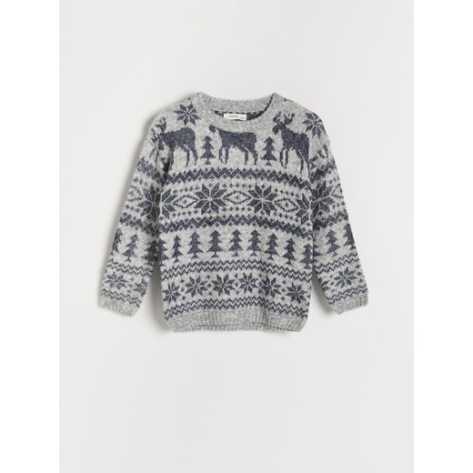Reserved - Sweter ze świątecznym motywem - Jasny szary Reserved 170 Reserved