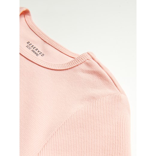 Reserved - Prążkowany t-shirt - Różowy Reserved 110 okazja Reserved