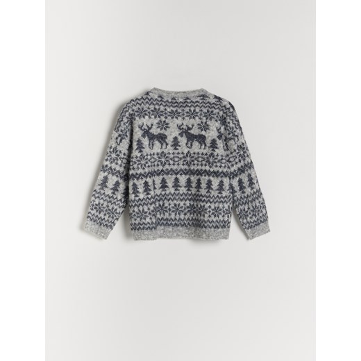 Reserved - Sweter ze świątecznym wzorem - Jasny szary Reserved 104 Reserved