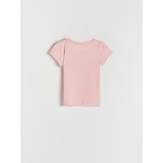 Reserved - Bawełniany t-shirt z nadrukiem - Różowy Reserved 92 promocyjna cena Reserved