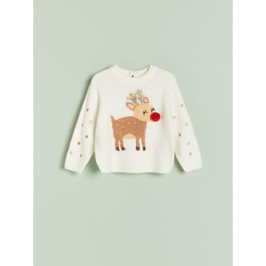 Reserved - Sweter ze świątecznym motywem - Kremowy Reserved 80 Reserved