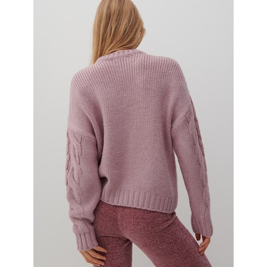 Reserved - Sweter o warkoczowym splocie - Różowy Reserved M Reserved