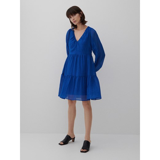 Reserved - Sukienka ze strukturalnej tkaniny - Niebieski Reserved 38 wyprzedaż Reserved