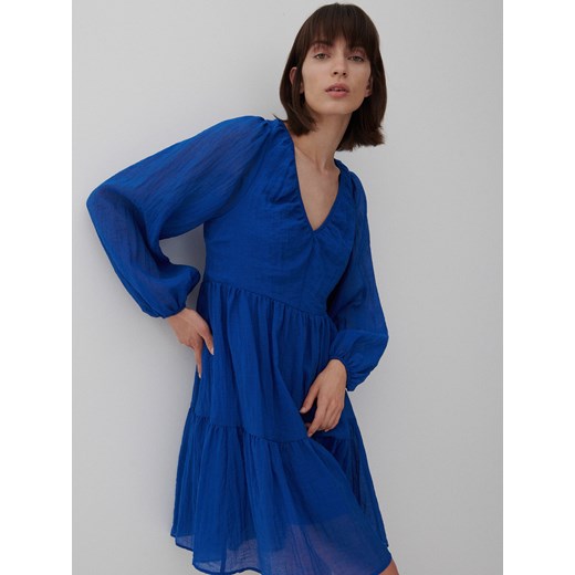 Reserved - Sukienka ze strukturalnej tkaniny - Niebieski Reserved 34 wyprzedaż Reserved