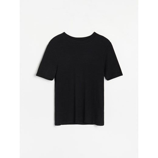 Reserved - Gładki t-shirt z wiskozy - Czarny Reserved M Reserved