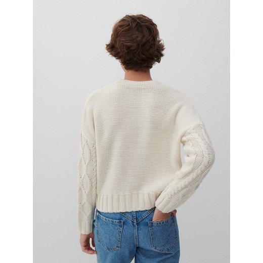 Reserved - Sweter o warkoczowym splocie - Kremowy Reserved M Reserved