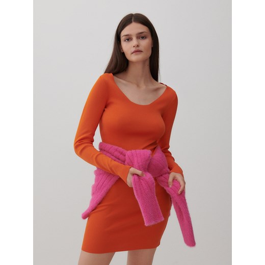 Reserved - Sukienka z prążkowanej dzianiny - Pomarańczowy Reserved M Reserved
