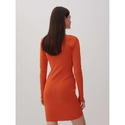 Reserved - Sukienka z prążkowanej dzianiny - Pomarańczowy Reserved L Reserved
